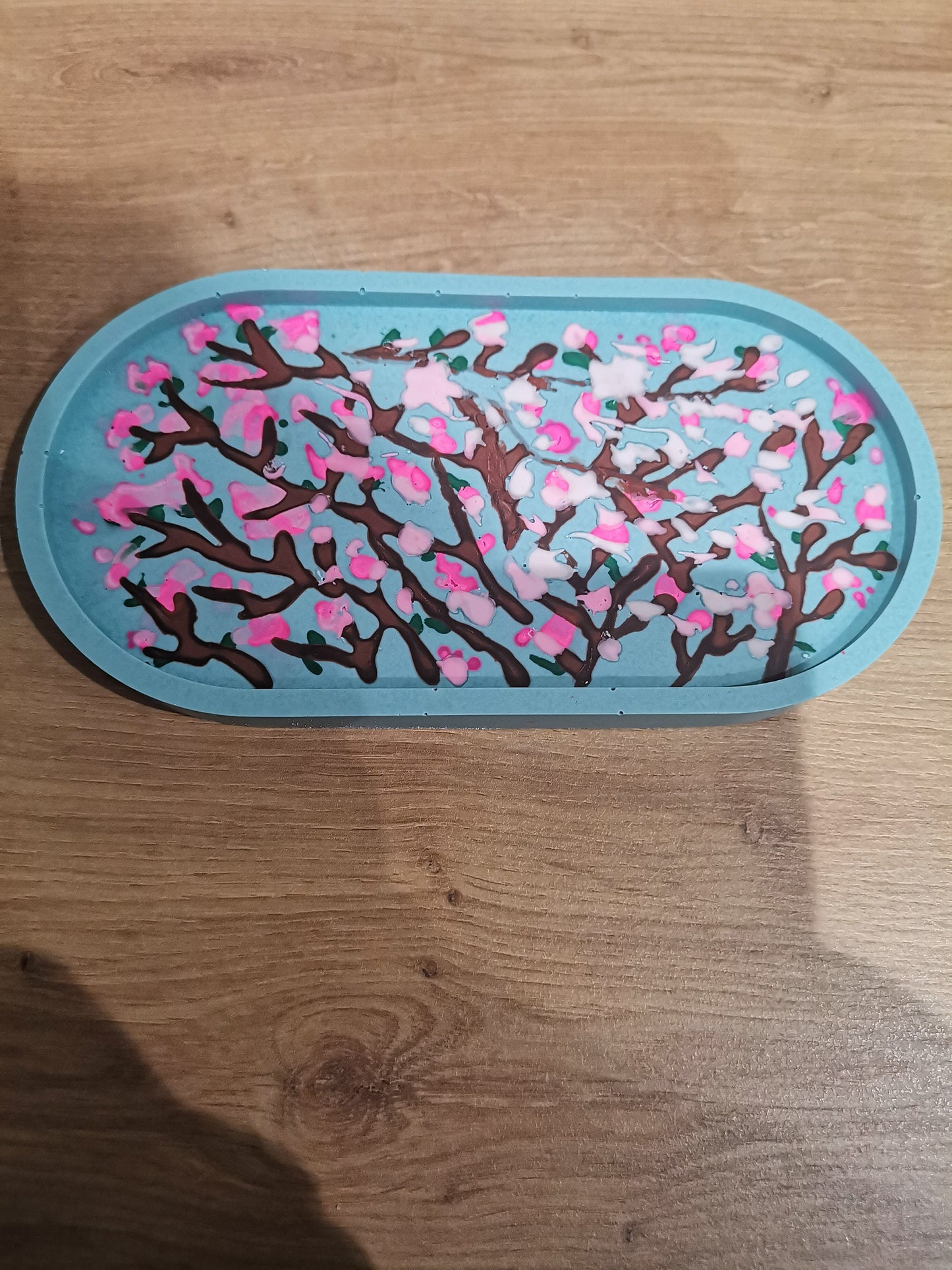 Trinket & Jewellery Oval Tray - Cherry blossom