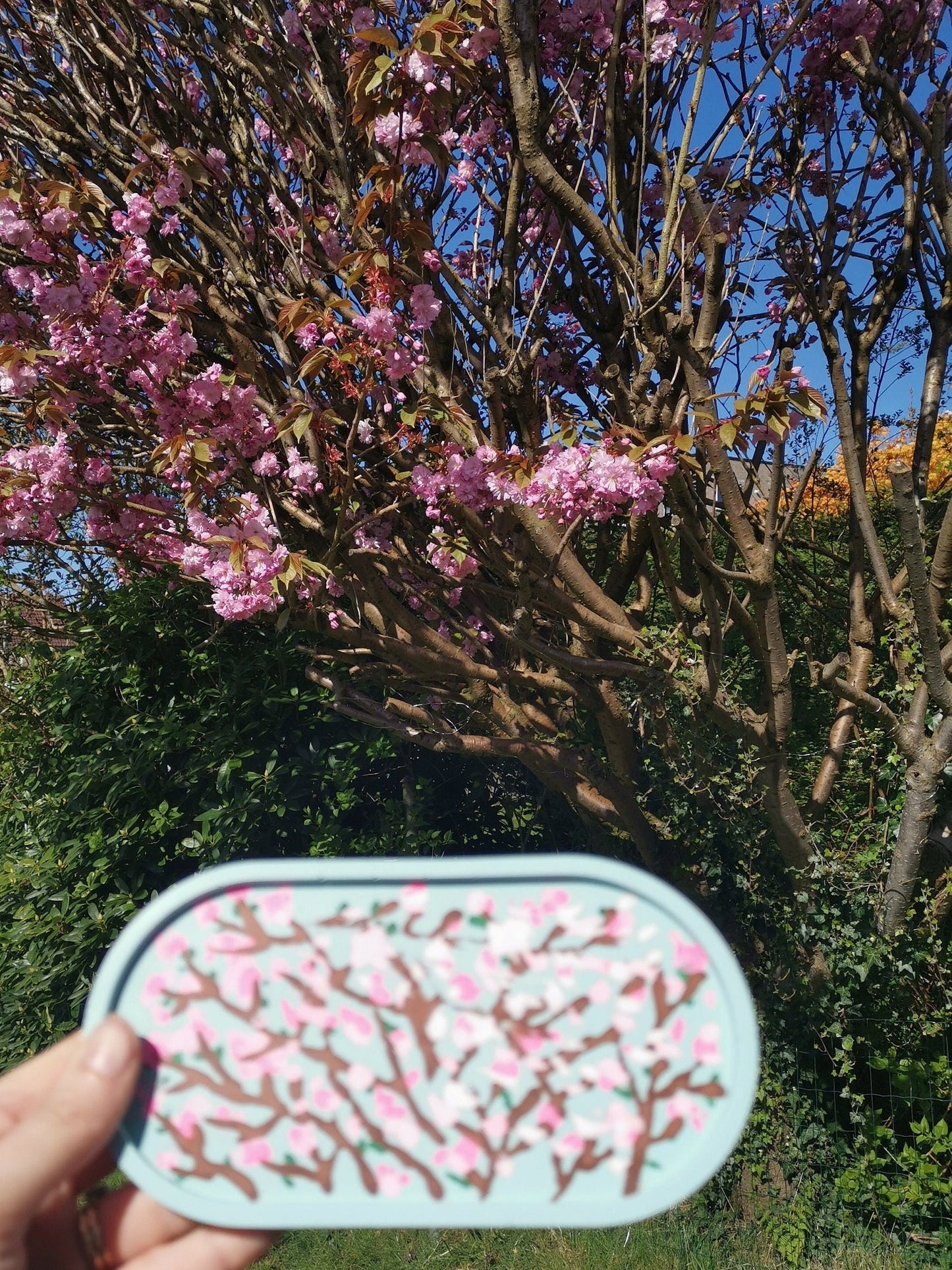 Trinket & Jewellery Oval Tray - Cherry blossom