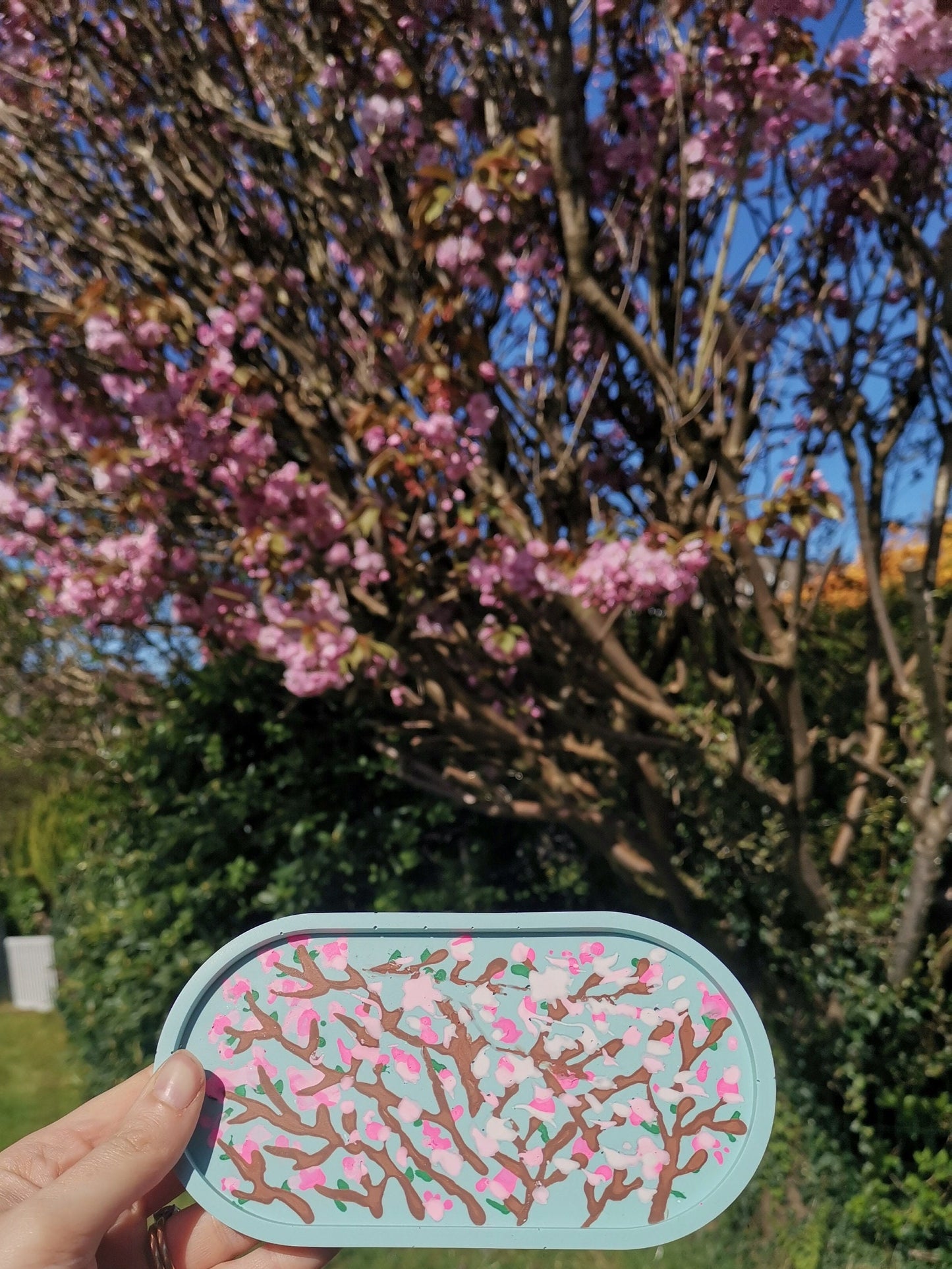 Trinket & Jewellery Oval Tray - Cherry blossom